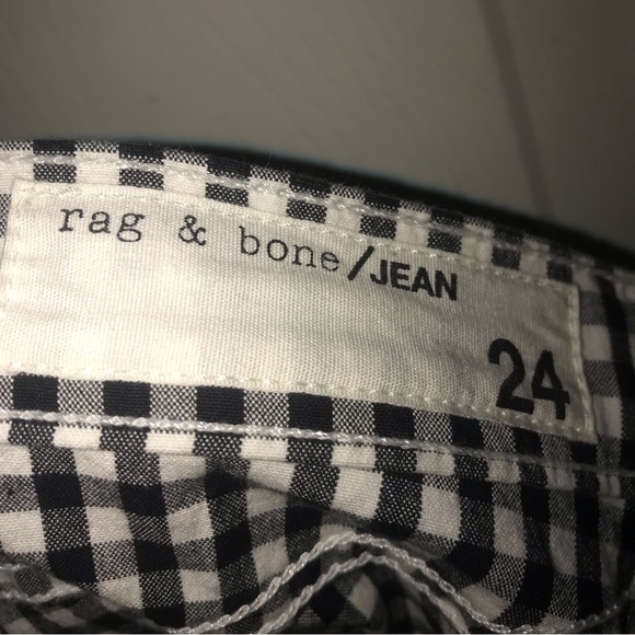 rag & bone NY Ashling 10 Inch Capri Jeans in Black/White Gingham Print size 24 - Picture 16 of 16